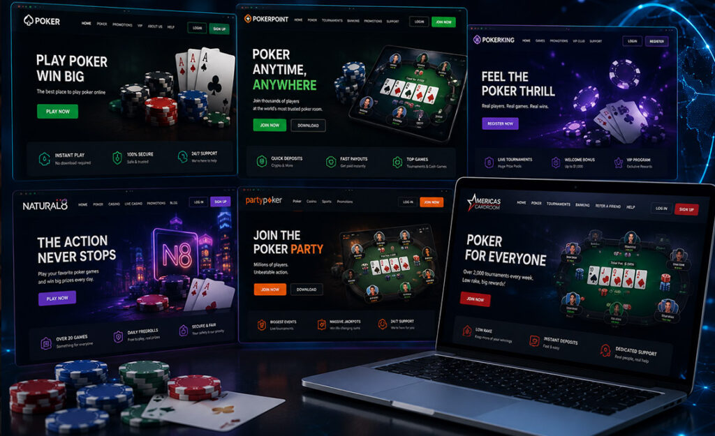 Player using a smartphone to access crypto poker sites from home