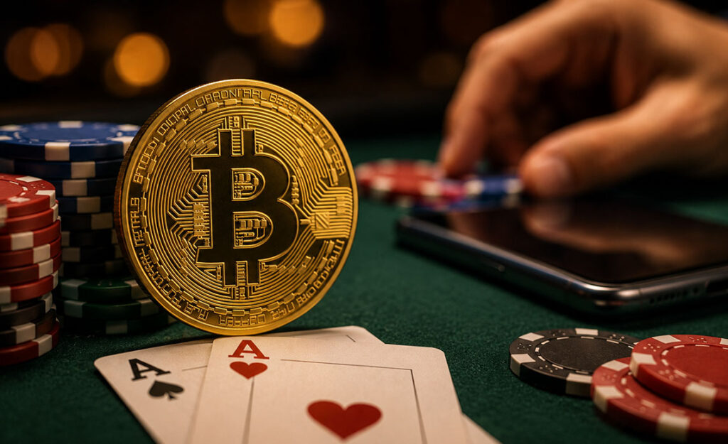 Players using Bitcoin poker platforms for online poker games