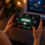 Crypto poker player using a mobile app with Bitcoin and USDT poker clubs
